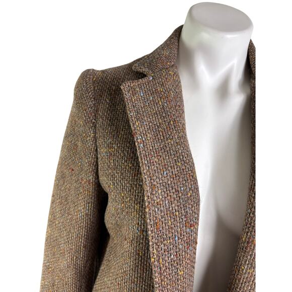 Vintage 70s Century Boston Tweed Wool Blazer Brown Open Front Heritage Academia - Picture 5 of 13